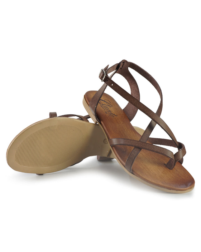 Sandali Bassi Flat Donna Infradito in Pelle Moro 2708 MORO Clanto 