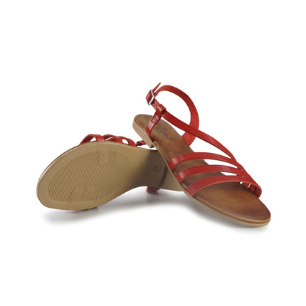 Sandali Bassi Flat Donna Infradito in Pelle Rosso 2764 RED Clanto 