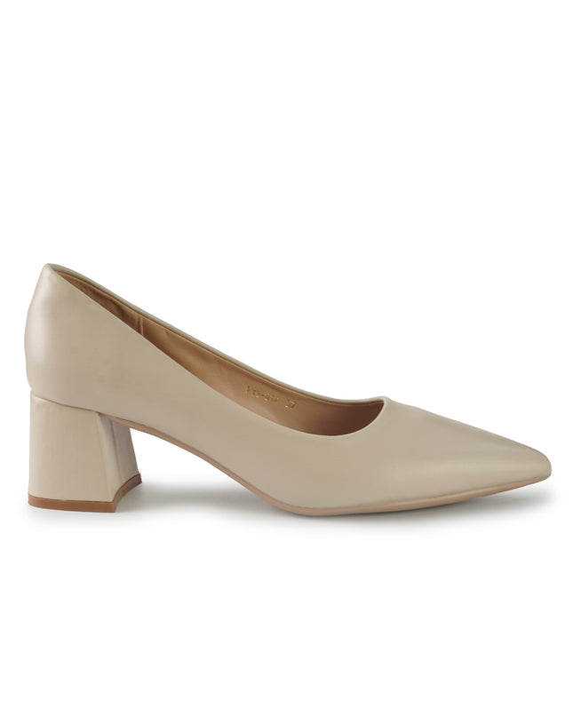 Francesco Milano Decollete in Pelle Beige Tacco Largo F11-01A SACCHETTO Francesco Milano 