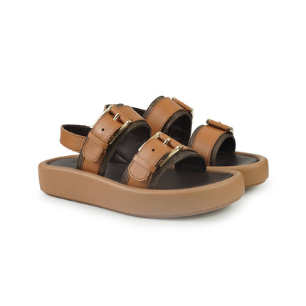 Frau Sandali Donna con Zeppa in Pelle Moro 88H6 MORO Frau 