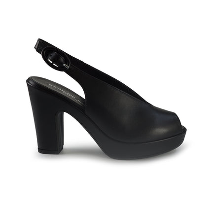 Gianmarco Sorelli Sandali Chanel con Tacco Alto e Plateau in Pele Nera 2640 MARA Gianmarco Sorelli 