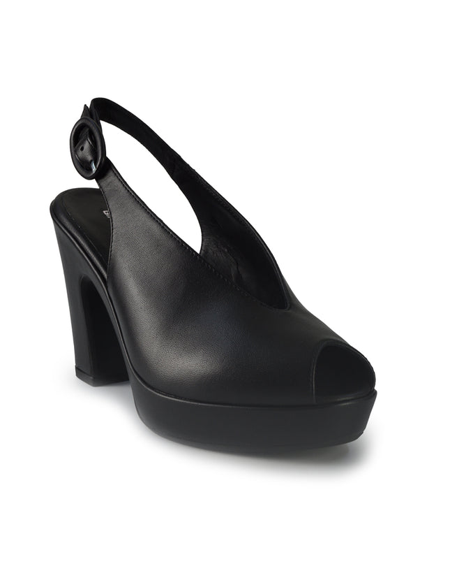 Gianmarco Sorelli Sandali Chanel con Tacco Alto e Plateau in Pele Nera 2640 MARA Gianmarco Sorelli 