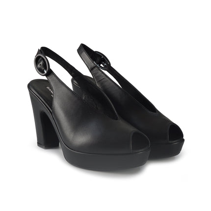 Gianmarco Sorelli Sandali Chanel con Tacco Alto e Plateau in Pele Nera 2640 MARA Gianmarco Sorelli 