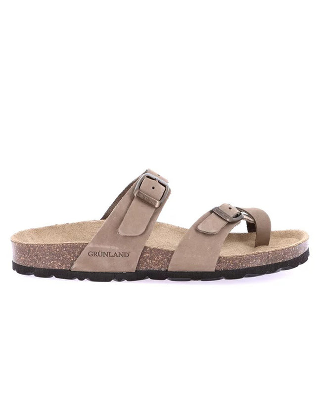 Grunland Sandali Infradito Plantare Sughero in Nabuk Kaki CB1050 SARA KAKI Grunland 