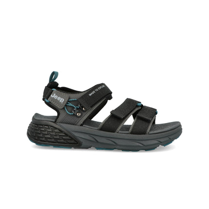 Jeep Sandali Uomo con Doppio Velcro in Tessuto Nero GROOVE SANDAL BLACK Jeep Footwear 