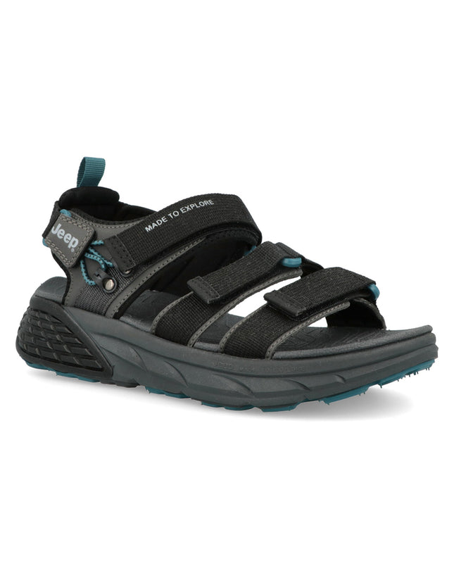Jeep Sandali Uomo con Doppio Velcro in Tessuto Nero GROOVE SANDAL BLACK Jeep Footwear 
