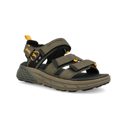 Jeep Sandali Uomo con Doppio Velcro in Tessuto Verde GROOVE SANDAL MILITARY Jeep Footwear 