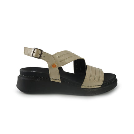 Jungla Sandali Donna Zeppa Bassa in Pelle Bianco Off 8193 BEACH Jungla 