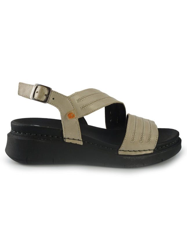 Jungla Sandali Donna Zeppa Bassa in Pelle Bianco Off 8193 BEACH Jungla 