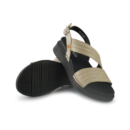 Jungla Sandali Donna Zeppa Bassa in Pelle Bianco Off 8193 BEACH Jungla 
