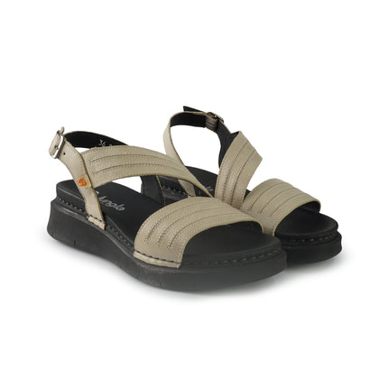 Jungla Sandali Donna Zeppa Bassa in Pelle Bianco Off 8193 BEACH Jungla 