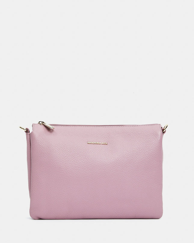 Mandarina Duck Pochette in Pelle Lilla con Tracolla FZT12 MELLOWLEATHER LILAC ROSE Mandarina Duck 