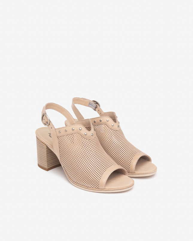 Nero Giardini Sandali Donna con Tacco in Pelle Champagne Traforata E513380D CHAMPAGNE 439 Nero Giardini 
