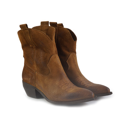 Stivaletto Texano in Camoscio Cuoio ELENA23 TEX Spatarella 