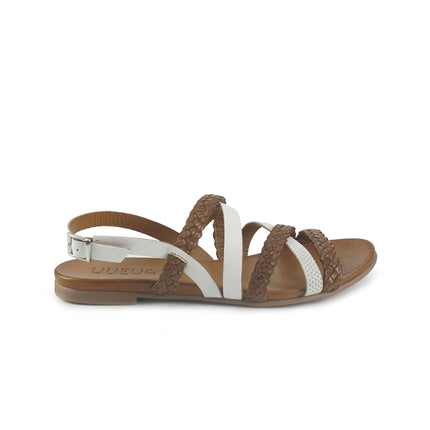 Vueva Sandali Flat Donna in Pelle Bianco Multi WD133R89 BIANCO COGNAC Vueva 