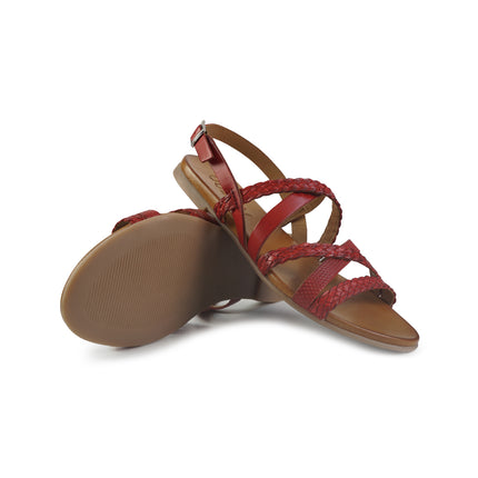 Vueva Sandali Flat Donna in Pelle Rosso WD133R89 RED Vueva 
