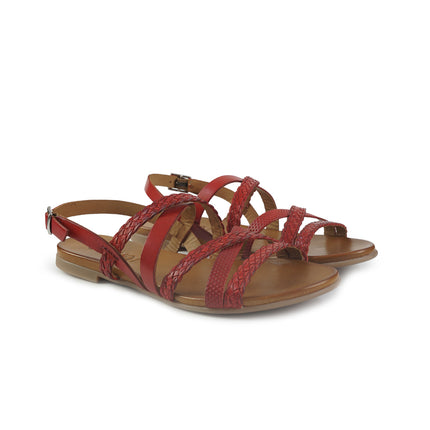 Vueva Sandali Flat Donna in Pelle Rosso WD133R89 RED Vueva 