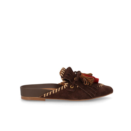 Bruno Premi Sabot Basso Donna con Nappine in Camoscio Moro BN1603X BROWN Bruno Premi 