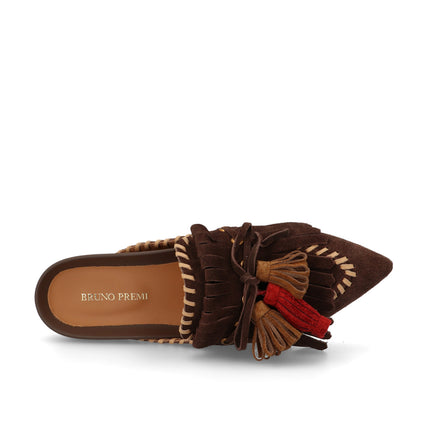 Bruno Premi Sabot Basso Donna con Nappine in Camoscio Moro BN1603X BROWN Bruno Premi 