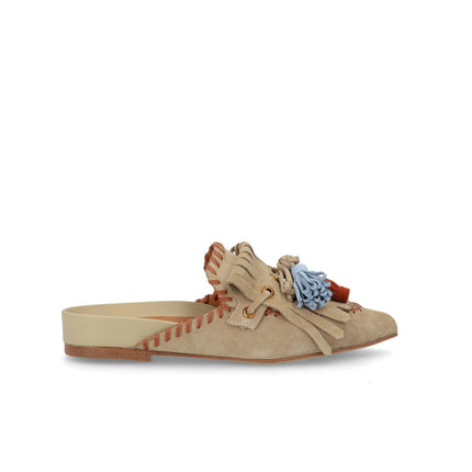 Bruno Premi Sabot Basso Donna con Nappine in Camoscio Beige BN1603X CUOIO Bruno Premi 