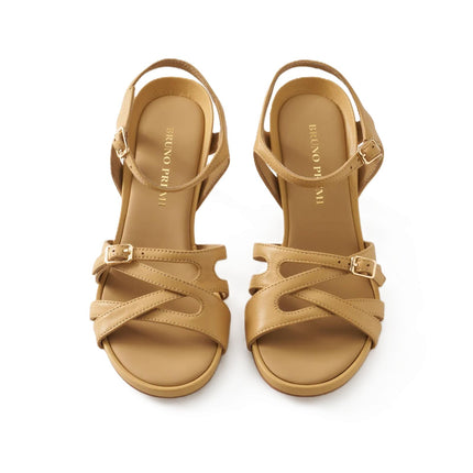 Bruno Premi Sandalo Donna Tacco Kitten in Pelle Sabbia BN5010X NAPPA Bruno Premi 
