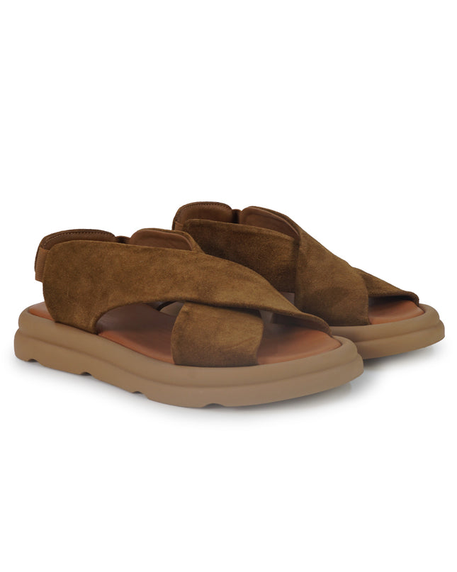 Bueno Sandali Bassi Donna in Camoscio Cuoio A2603 CUOIO Bueno 
