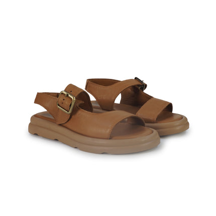 Bueno Sandali Bassi Donna in Pelle Cuoio G3901 CUOIO Bueno 