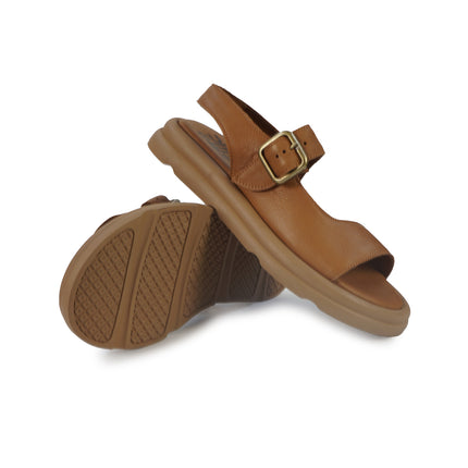Bueno Sandali Bassi Donna in Pelle Cuoio G3901 CUOIO Bueno 