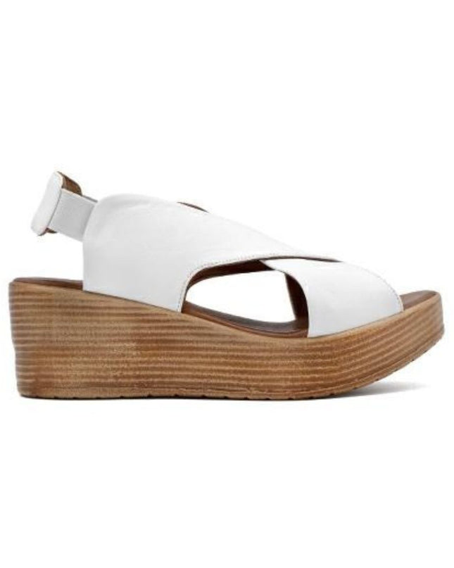 Bueno Sandali Donna con Zeppa in Pelle Bianca L3402 WHITE Bueno 