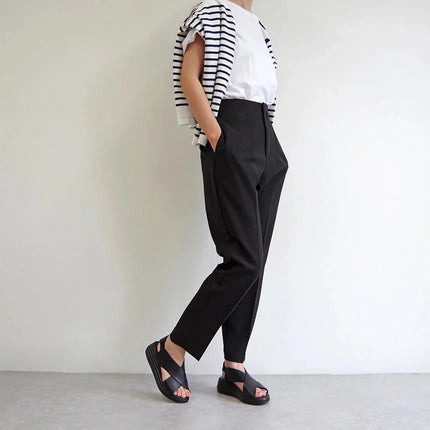 Bueno Sandali Donna con Zeppa in Pelle Nero Y5703 BLACK Bueno 