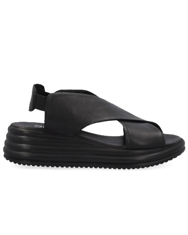 Bueno Sandali Donna con Zeppa in Pelle Nero Y5703 BLACK Bueno 