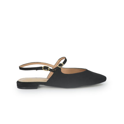 ClaudV Chanel Donna Sling Back Tacco Basso in Camoscio Nero C05-01 BLACK ClaudV 