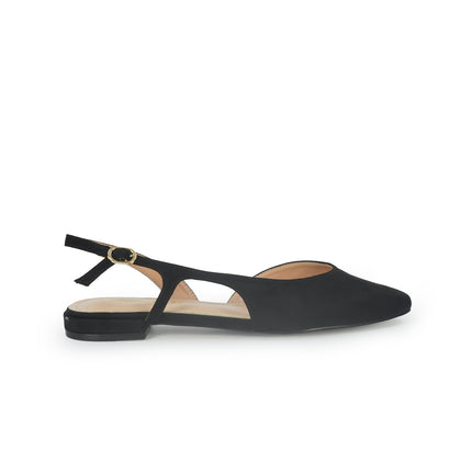 ClaudV Chanel Donna Sling Back Tacco Basso in Camoscio Nero C05-02 BLACK ClaudV 