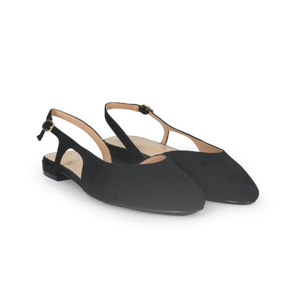 ClaudV Chanel Donna Sling Back Tacco Basso in Camoscio Nero C05-02 BLACK ClaudV 