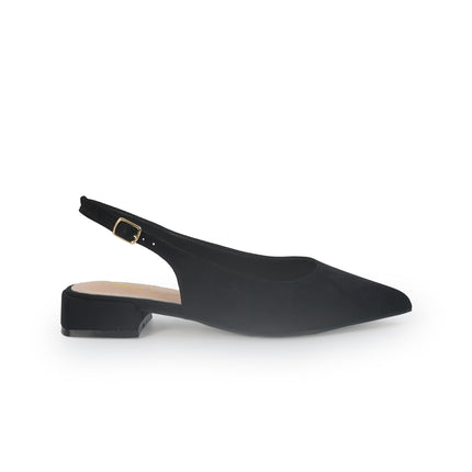 ClaudV Chanel Donna Sling Back Tacco Basso in Camoscio Nero E08-01 BLACK ClaudV 