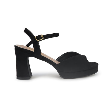 ClaudV Sandali Donna con Tacco e Plateau in Camoscio Nero G42-05 BLACK ClaudV 
