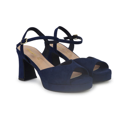 ClaudV Sandali Donna con Tacco e Plateau in Camoscio Blu G42-05 NAVY BLUE ClaudV 