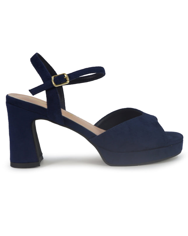 ClaudV Sandali Donna con Tacco e Plateau in Camoscio Blu G42-05 NAVY BLUE ClaudV 