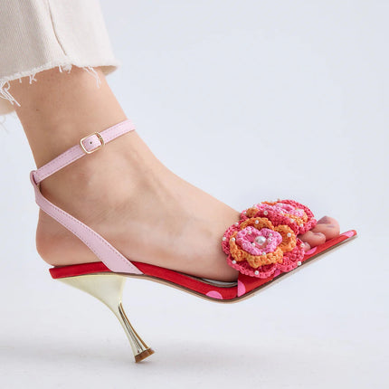 Exe Sandalo Donna Multicolore Fantasia con Tacco Stiletto Specchio ANITA 116 FLOWER MULTI Exe 