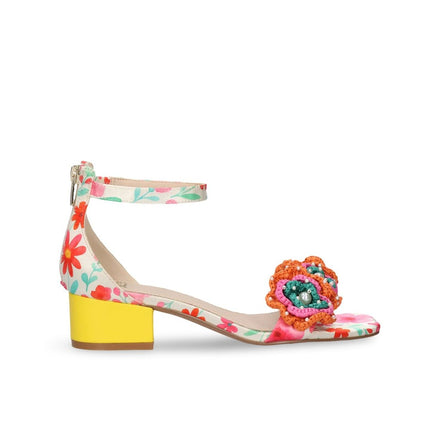 Exe Sandalo Donna Multicolore Fantasia con Tacco Giallo CAPRI400 FLOWERS Exe 