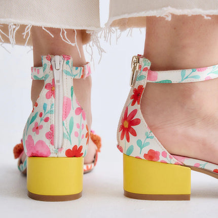 Exe Sandalo Donna Multicolore Fantasia con Tacco Giallo CAPRI400 FLOWERS Exe 