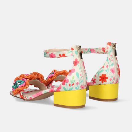 Exe Sandalo Donna Multicolore Fantasia con Tacco Giallo CAPRI400 FLOWERS Exe 