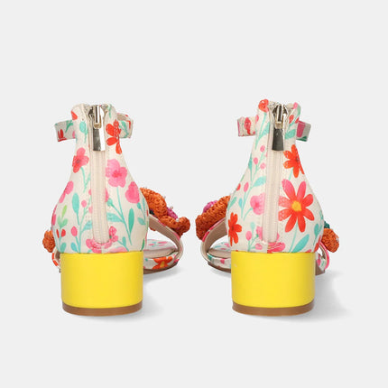 Exe Sandalo Donna Multicolore Fantasia con Tacco Giallo CAPRI400 FLOWERS Exe 