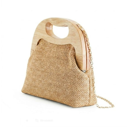 Exe Borsa Clutch Pochette Donna a Mano e Tracolla in Tessuto Beige M013 RAFFIA Exe 