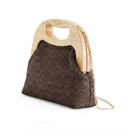 Exe Borsa Clutch Pochette Donna a Mano e Tracolla in Tessuto Marrone M013 RAFFIA 2 Exe 