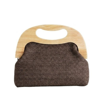 Exe Borsa Clutch Pochette Donna a Mano e Tracolla in Tessuto Marrone M013 RAFFIA 2 Exe 