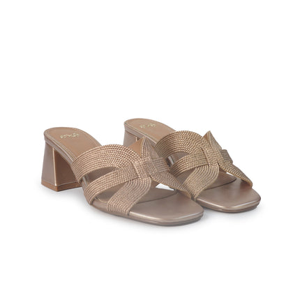 Exe Sandalo Sabot Donna con Tacco in Tessuto Laminato Rosa Pink Gold POLINA545 PINK GOLD Exe 