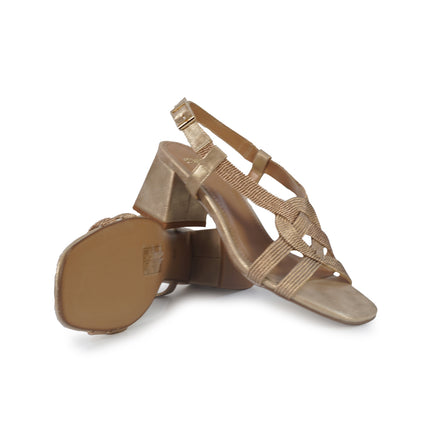 Exe Sandalo Donna con Tacco in Tessuto Laminato Rosa Pink Gold POLINA 467 PINK GOLD Exe 