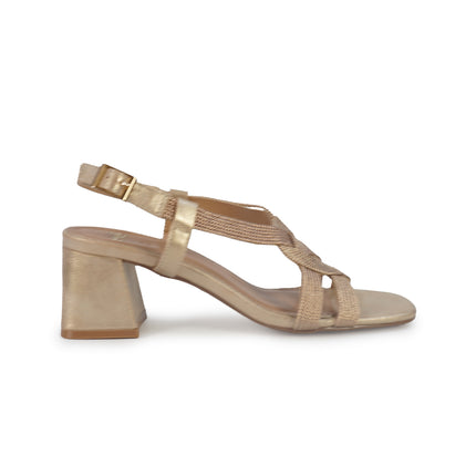 Exe Sandalo Donna con Tacco in Tessuto Laminato Rosa Pink Gold POLINA 467 PINK GOLD Exe 