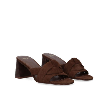 Exe Sandalo Sabot Donna con Tacco Alto in Camoscio Testa di Moro VENETO 576 BROWN Exe 